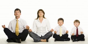 Meditating family